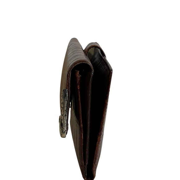Brighton Wallet Brown Croc Embossed Leather Wallet - Picture 3 of 7